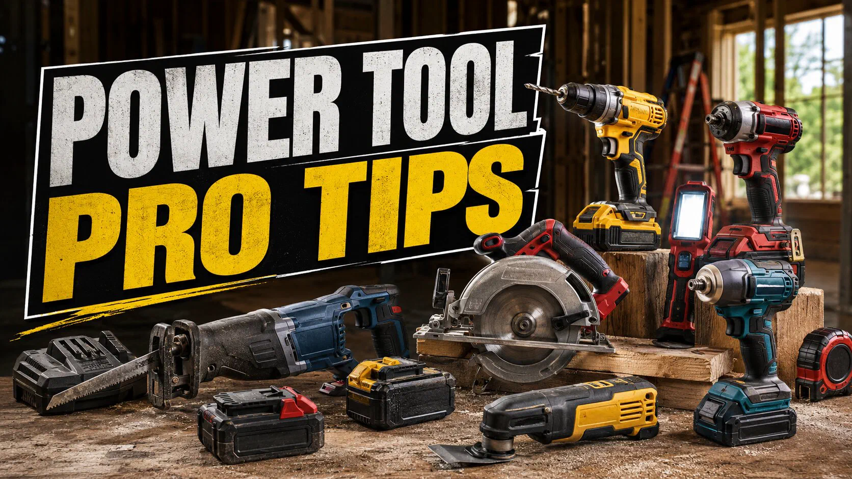 Contractor comparing cordless and corded power tools on a job site