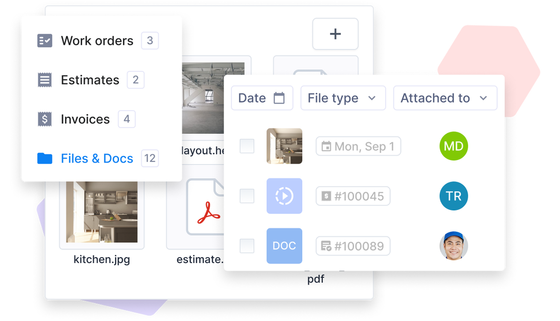 Cinderblock UI job files with filters and document categories.
