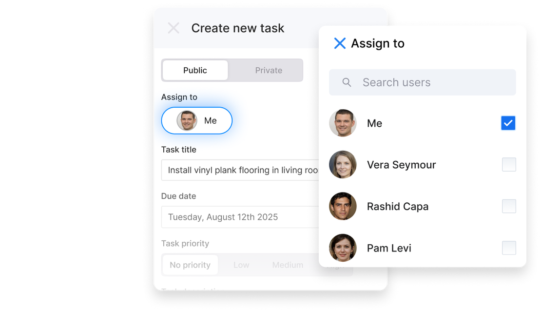 Cinderblock job view showing linked forms, tasks, and files all attached to a single job record.