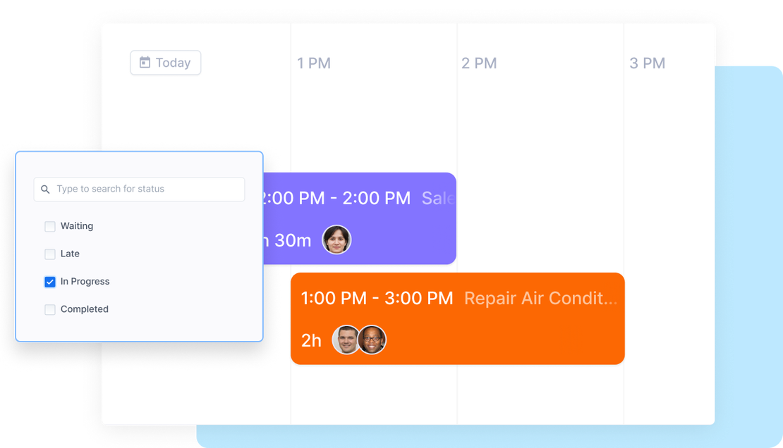View of all scheduled appointments across the team in Cinderblock’s monthly calendar.