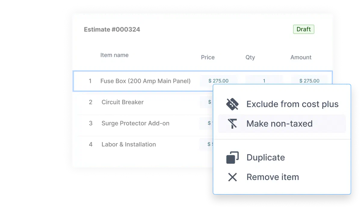 Cinderblock estimate sent to a customer showing the digital review and sign interface.