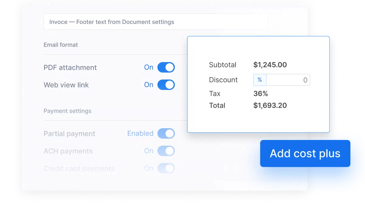 Cinderblock job view showing invoice payment statuses with paid, pending, and overdue indicators.