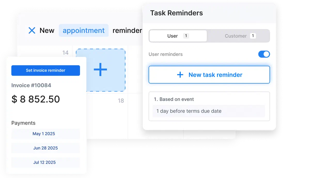 Cinderblock UI for creating reminders on any item, from appointments and tasks to invoices.