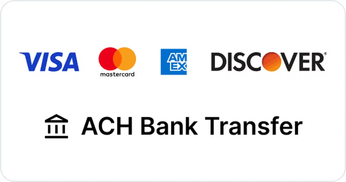 Cinderblock payment screen showing credit card and ACH bank transfer options on an invoice.