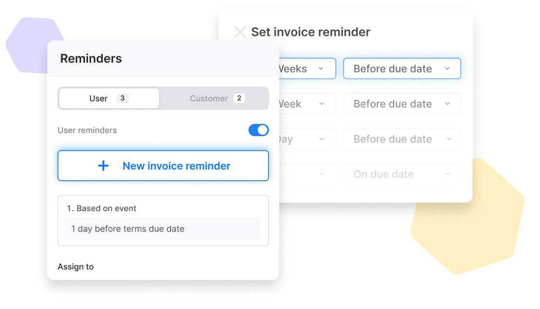Cinderblock UI for setting and customizing automated invoice reminders to keep track of due dates.