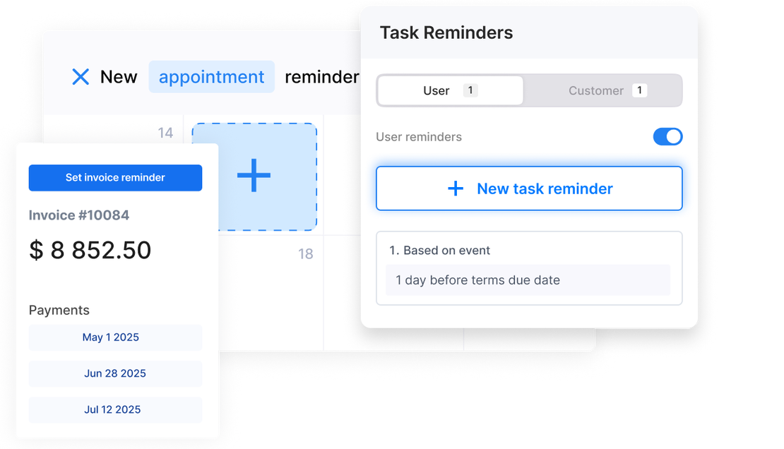 Cinderblock UI for creating reminders on any item, from appointments and tasks to invoices.